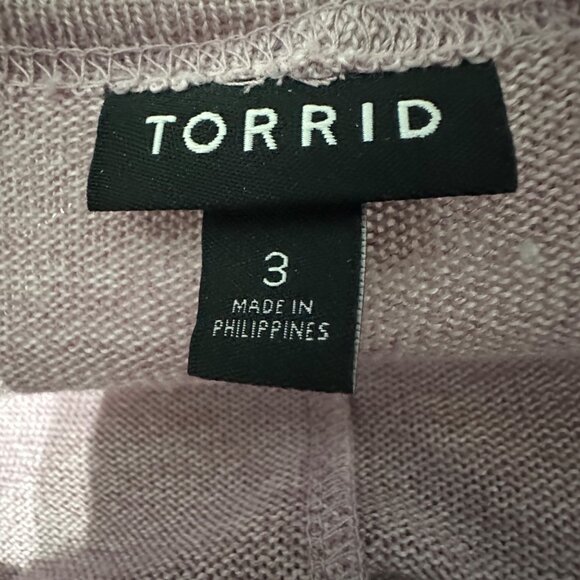 Torrid size 3 lavender 3/4 sleeve open cardigan sweater tunic - Picture 3 of 8